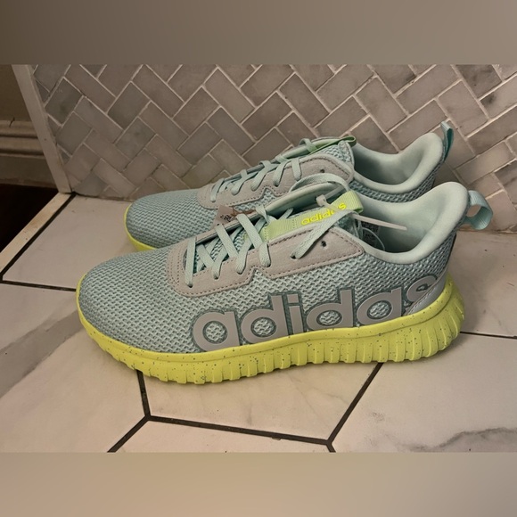 adidas | Shoes | Adidas Kaptir Base Sky Blue And Lime Green Running ...